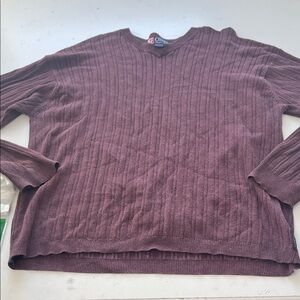 Chaps Ralph Lauren Large Wine Purple Long Sleeve Cotton V Neck Sweater